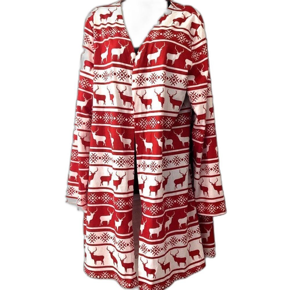 Emily Rose Reindeer Open Front Christmas Cardigan Sweater XXL Like New